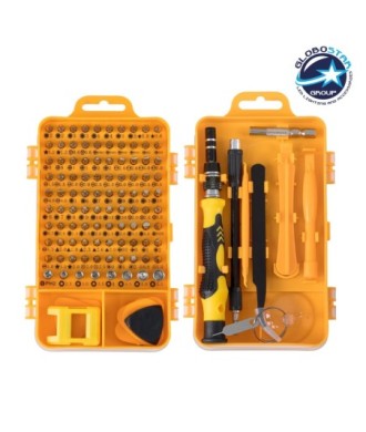 GloboStar® 79998 Επαγγελματικό Mini Σετ Εργαλείων 115 Εξαρτημάτων σε 1 DIY Tool Kit - Για Επισκευές iPhone,Samsung κλπ Κινητά Τηλέφωνα - PC - Laptop - Xbox - Ρολογιών - Οπτικά - Γυαλιά και Γενικών Μικρόεπισκευών Λεπτομέρειας με Μαγνητικό Κατσαβίδι